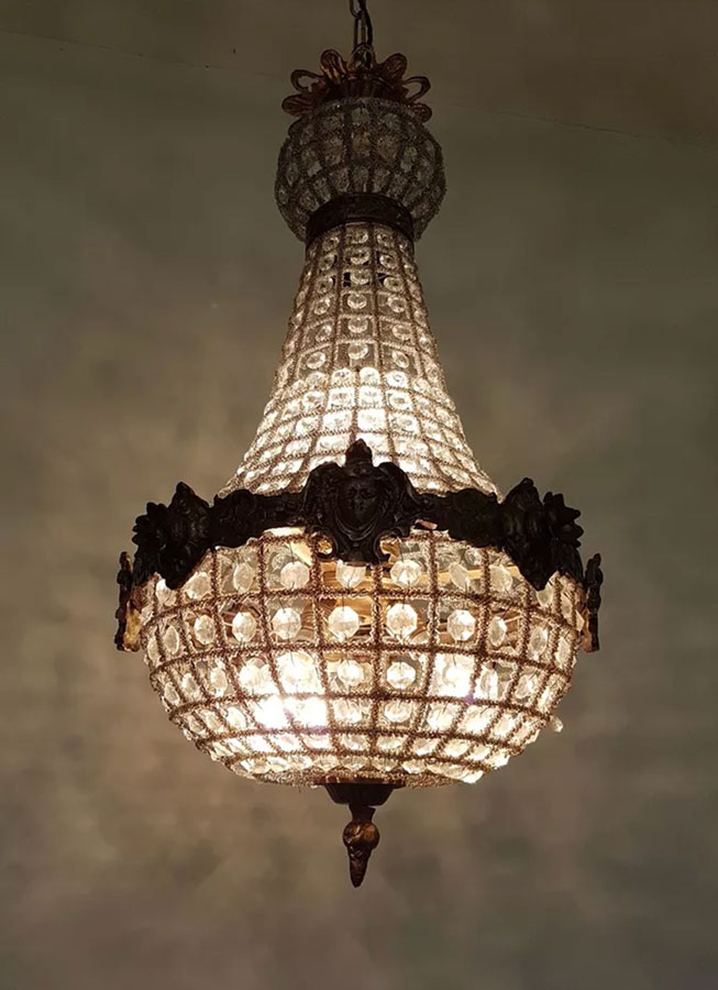 Empire Chandelier 65cm by 30cm 4 light 7kg warm soft background
