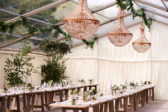 Inside Outside Wedding Party Chandeliers