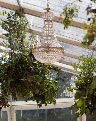 Stunning 90cm Empire chandelier inside a clear marquee at a Suffolk wedding