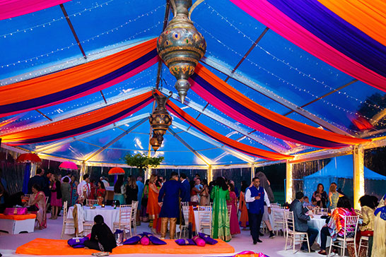 Moroccan lanterns in a colourful Indian wedding