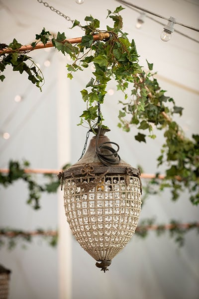 Acorn chandeliers for hire at Crescent Moon event stylists in Frome