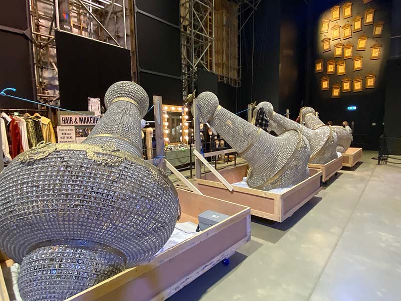 3.5 meter Empire Chandeliers before installation at TV production