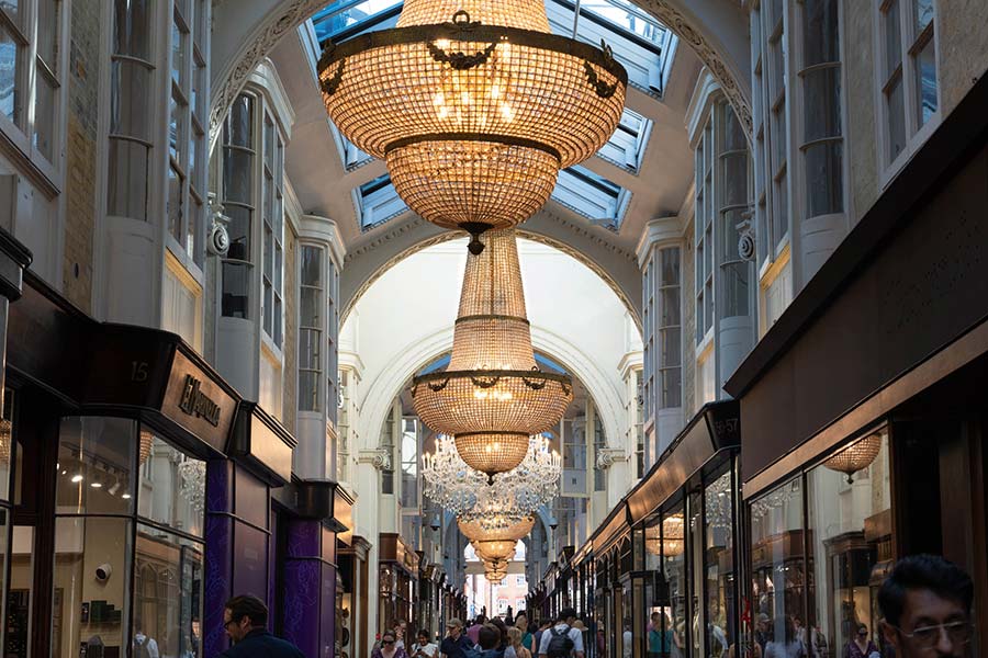 3.5 meter giant Empire Chandeliers for hire seen at Burlington Arcade