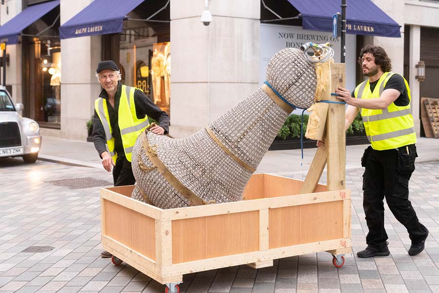 Giant 2.5 meter Empire Chandeliers delivered to London Mayfair
