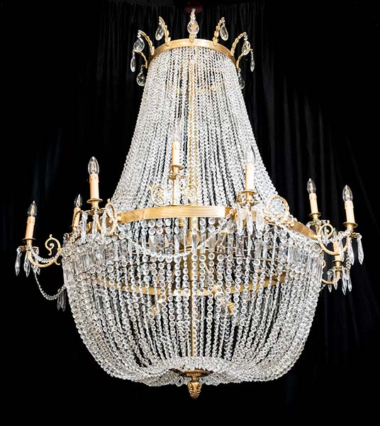 Large Regency Empire chandelier 1.65m available for hire