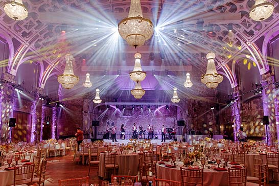 Battersea Art Centre event with chandelier hire by Crescent Moon