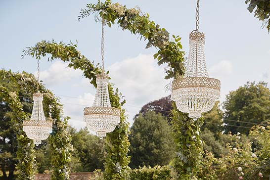 Outdoor chandeliers for Summer Press Event