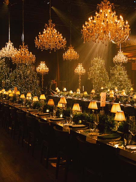 Collection of Marie Therese chandeliers for Christmas event at Shorditch Town Hall