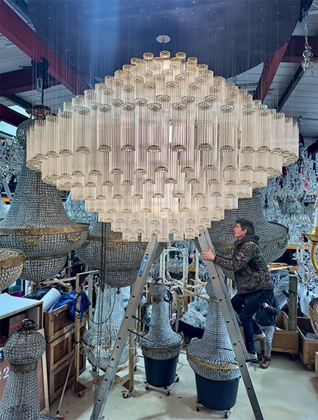 Deco 220 chandelier in warehouse art deco design