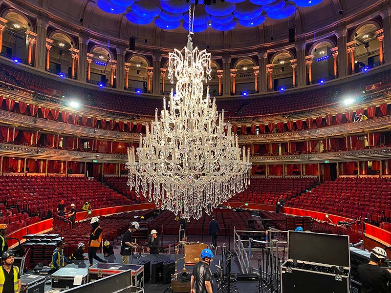 Marie Therese 300 chandelier being installed at Royal Albert Hall