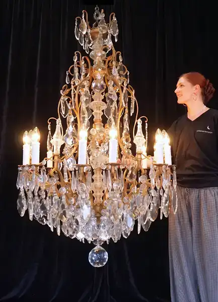 French Gilded 130 chandelier illuminated