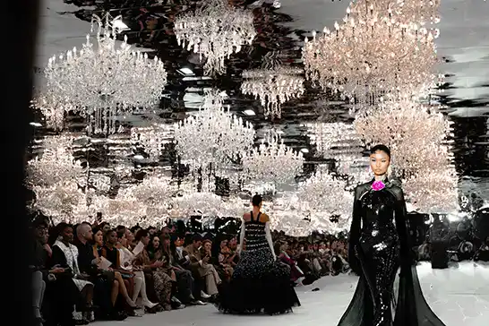 Models on Richard Quinn catwalk at London Fashion Week 26
